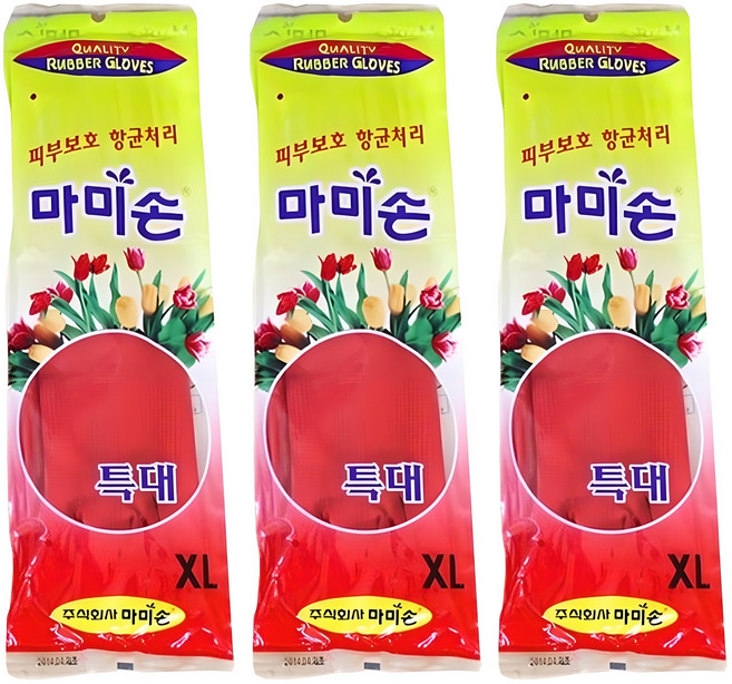 마미손 고무장갑, 빨강, 특대(XL), 3개
