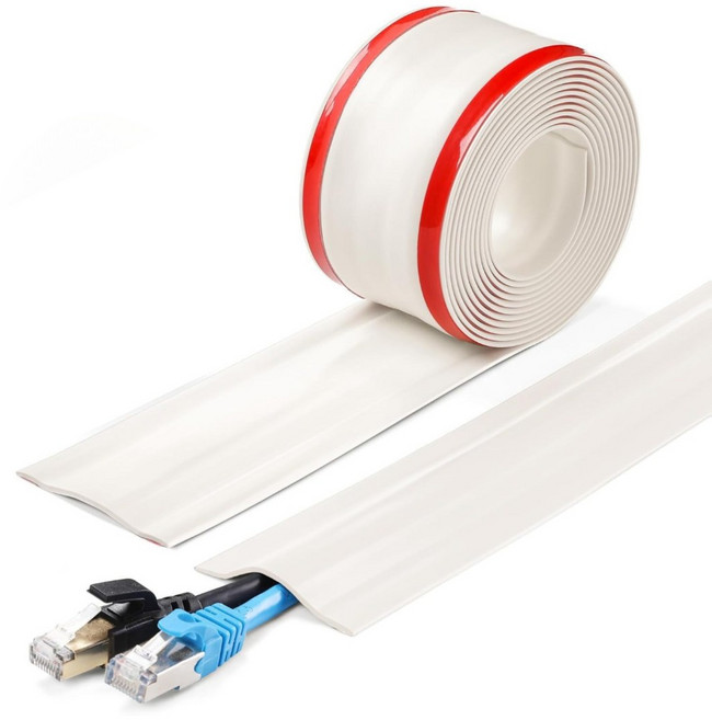 라키네 잘라쓰는 전선 가리개 케이블 몰딩 테이프형, 흰색, 1개
