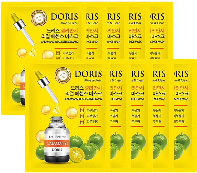 도리스 깔라만시 리얼 에센스 마스크팩 시트, 1개, 10개입