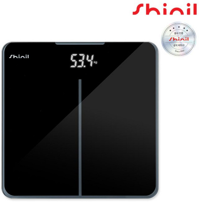 신일 전자식 정밀측정 강화유리 LED 디지털 체중계, SHM-5025, 블랙, 1개
