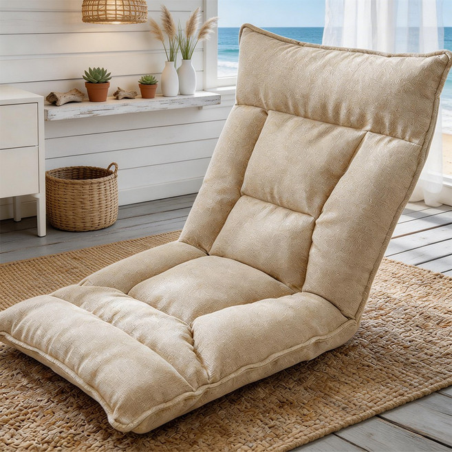 라온프리 편안한 1인용 쇼파 접이식 각도조절 좌식의자, 크림 화이트, 1개