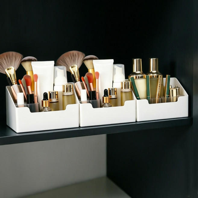 지칸디 다용도 깔끔한 선반 욕실 정리함 수납킹 보관함, 화이트, 3개