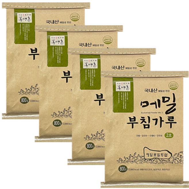 봉평촌 봉평 메밀 부침가루 / 국산 메밀가루, 800g, 4개