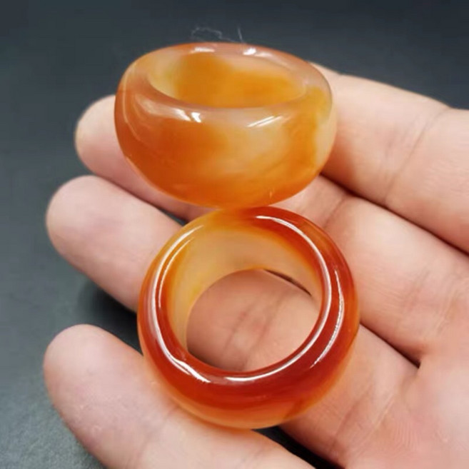 泓潤 天然瑪瑙板指 冰種紅瑪瑙 戒指