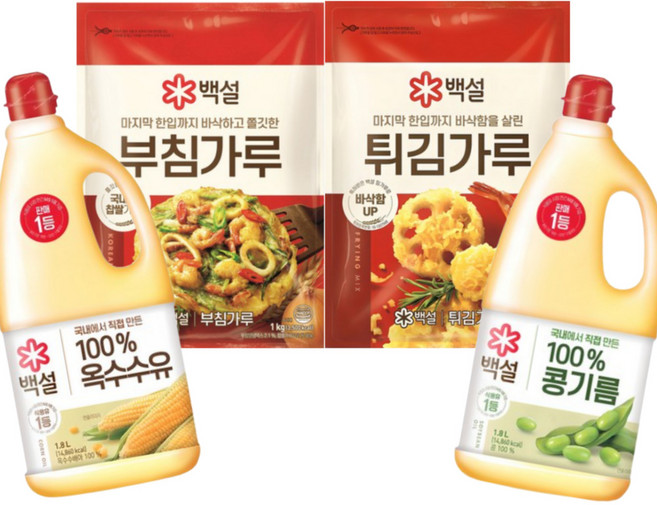 <꾼들>명절 전 부침 튀김 세트 (옥수수유1.8L+콩기름1.8L+튀김1kg+부침kg)