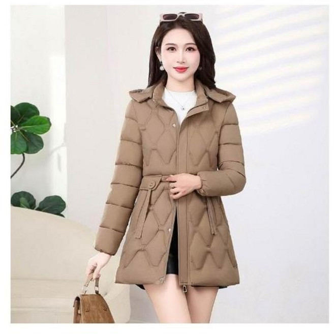 防風防水保暖連帽中長版大尺碼羽絨外套女款