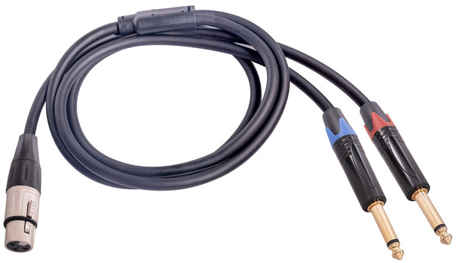 듀얼 1/4 ts 모노 XLR 암컷 케이블 이중 분기 인치 ~ XLR Y 스플리터 케이블, 1m, 02 1m