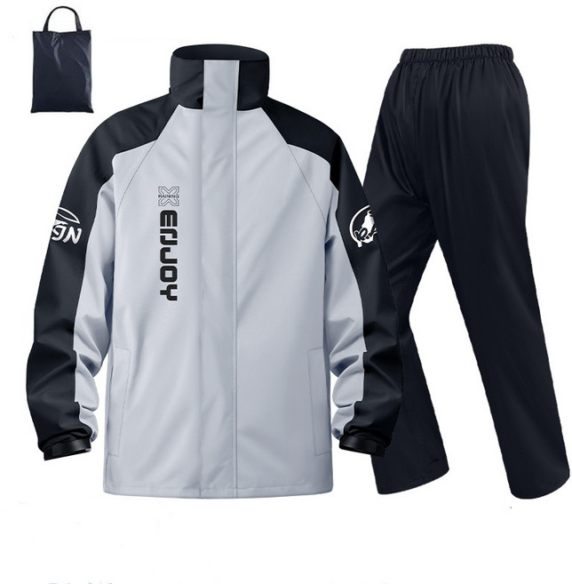 가남 오토바이우의 낚시 등산 작업용 자전거 라이딩 방수 우비 상하의 세트, 회색