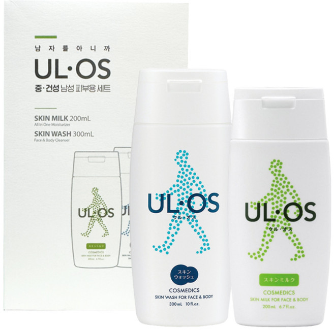 우르오스 올인원 스킨밀크 (중건성) 200ml + 스킨워시 300ml / 우르오스 2종 선물 세트 + 쇼핑백 증정, 1세트