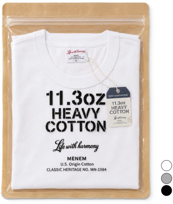 5위 - 미넴 남녀공용 U.S.11.3oz 헤비코튼 반팔티 S~5XL 순면 빅사이즈 오버핏 머슬핏