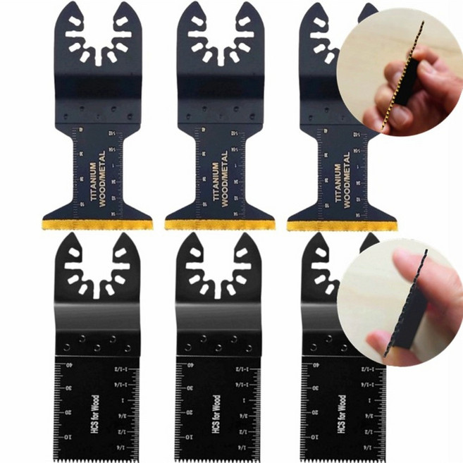 BINSTORE 멀티커터날 티타늄도금 금속용 일반 목재용 3+3, 없음, 6개