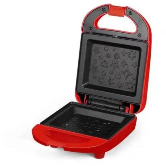 샌드위치 와플 메이커 와플기계 샌드위치팬 크로플 토스트 파니니 그릴 양면 가열 미니 아침 식사 가정용 다기능 빵 안전 및 600W, 3) Red Plate 220V - 미국