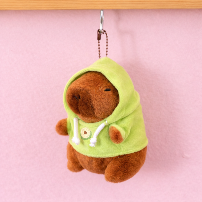[특가 추천]카피바라 키링 10cm 거북이가방 딸기 후드티 귀여운 동물 캐릭터 카피발 열쇠고리 키홀더 크리스마스 선물