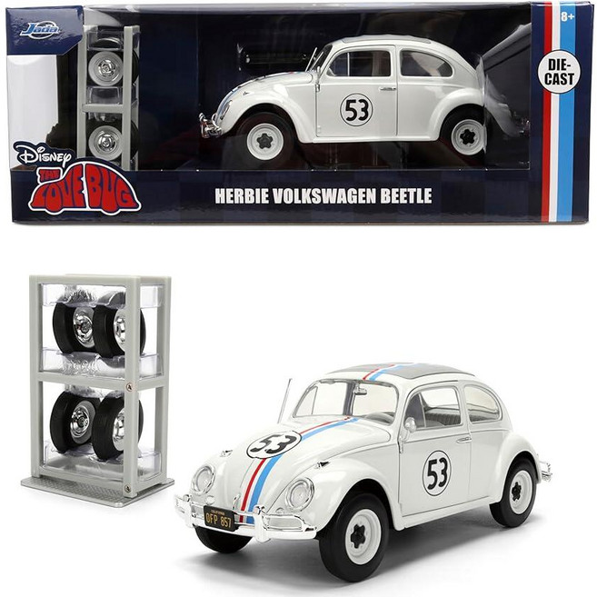 자다토이즈 Herbie The Love Bug 폭스바겐 비틀 할리우드 라이드 124 다이캐스트 차량 타이어 랙 장난감 토이 포함