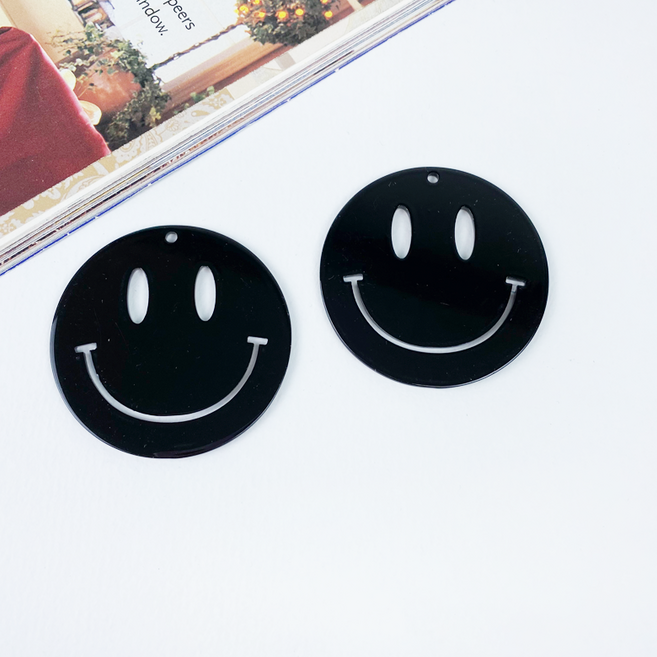 헤세드 NEW) 55mm 웜톤 컬러 빅스마일 펜던트 참 가방장식, 블랙, 1개