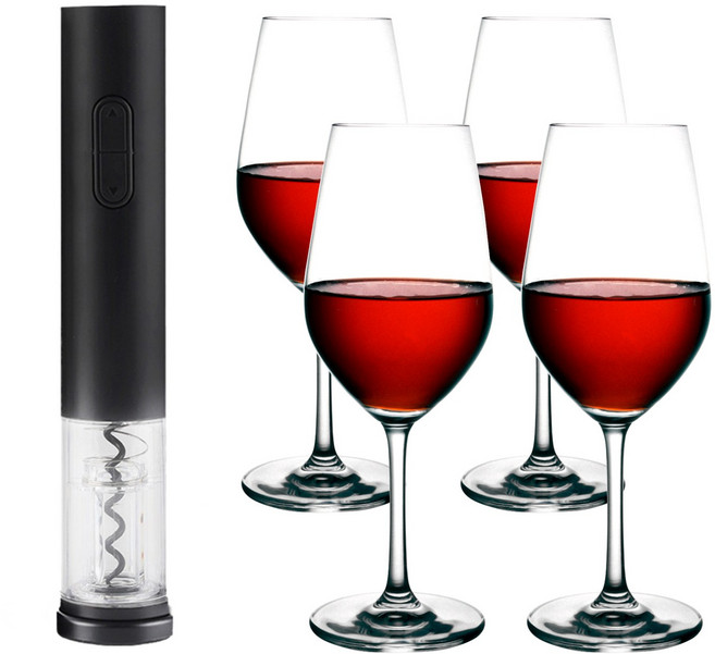키텐실 비기너 전동 와인오프너 와인잔 350ml 4P 스탠다드 선물세트