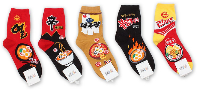 K-푸드 한국 라면 양말 한국굿즈 기념품 선물용 재미있는 파티 양말