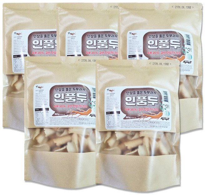 인삼을 품은 두부과자 인삼전병 인삼과자, 5개, 150g