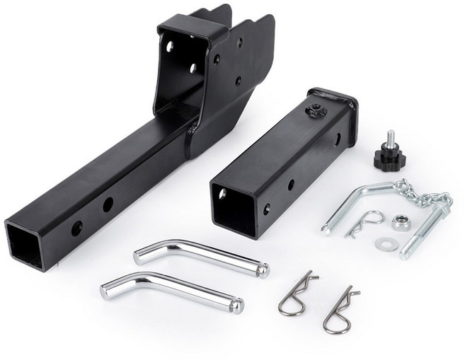 접이식 트레일러 부착 로드 조정 가능한 히치 마운트 화물 휠체어 운송 어댑터 2 인치 500 lbs 금속, Black, Black