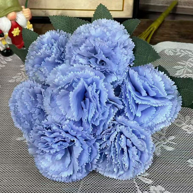 하스몰 14송이 카네이션 조화 꽃다발 기념일 선물, 블루, 1개