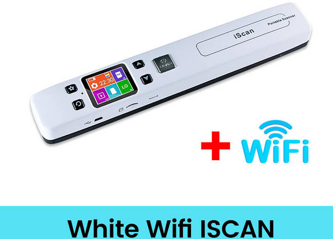 좋은 미니 Iscan 문서 및 이미지 스캐너 A4 용지 1050DPI JPG/PDF 형식 비즈니스용 고속 휴대용 스캔 LCD 디스플레이, 2.White with Wifi