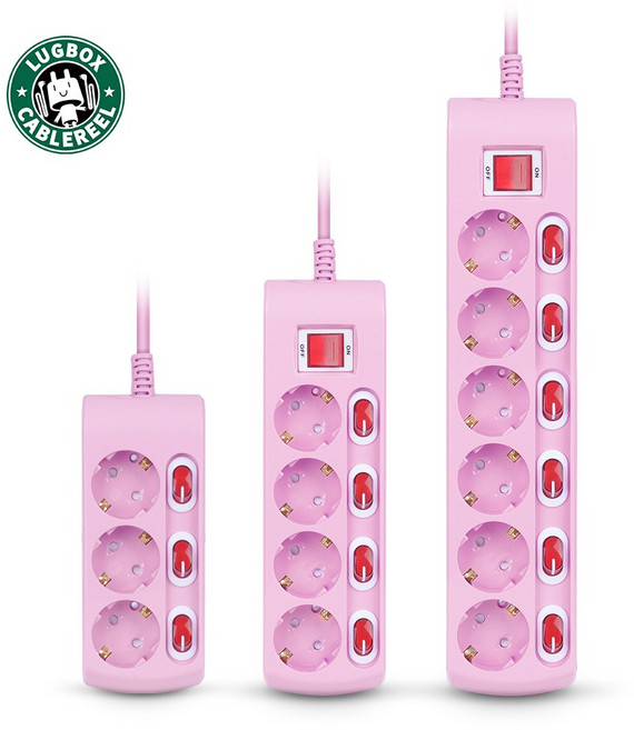 러그박스 개별 멀티탭 핑크 4구, 1.5m, 1개