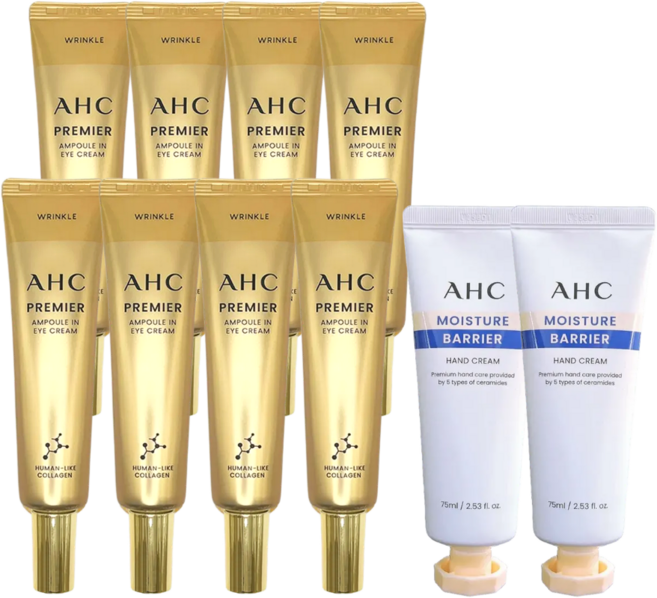 AHC 프리미어 앰플 인 아이크림 8개+모이스처배리어 핸드크림 2개, 8개, 35ml