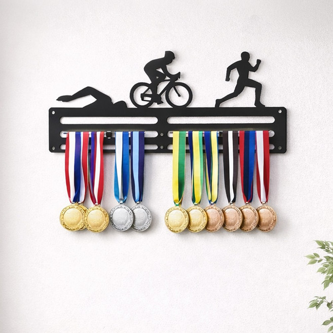 철인3종 메달거치대 트라이애슬론 메달걸이대 보관함, 1개
