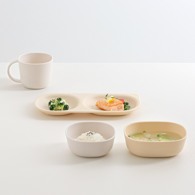 탁가온 에코젠 유아 네모 2구 세트, 1개, 식판, 핑크