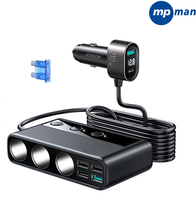 조이룸 210W 9포트 멀티 소켓 차량용 고속 시거잭 충전기, (블랙) JR-CL06