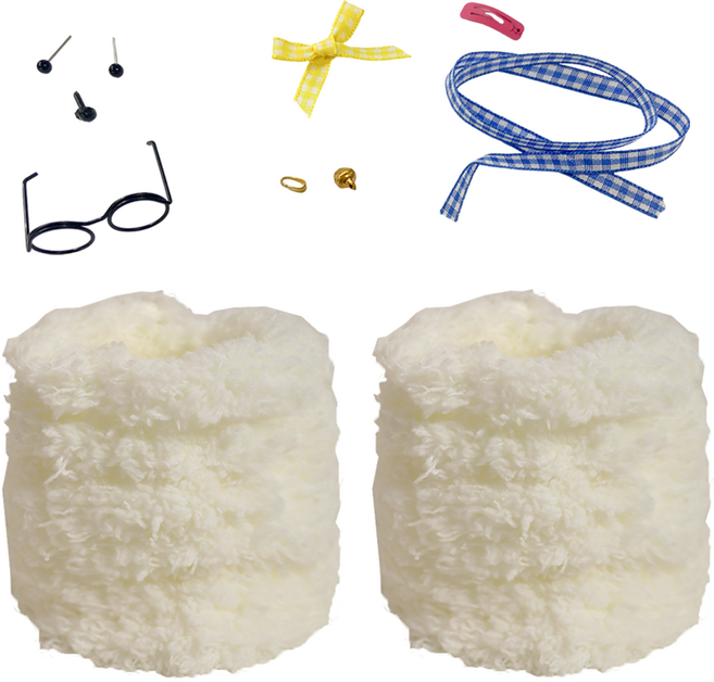 강한라이프 털 모루 복실 철사 DIY 공예 인형 만들기 풀 세트 6KLF159, 크림 화이트, 1세트