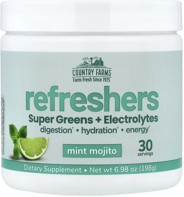 새해 첫좋은선물 Country Farms Refreshers 슈퍼 그린 + 전해질 민트 모히토 198g(6.98oz) 제대로 할인합니다, CountryFarmsRefreshers슈퍼그린전해질민 - 쿠팡
