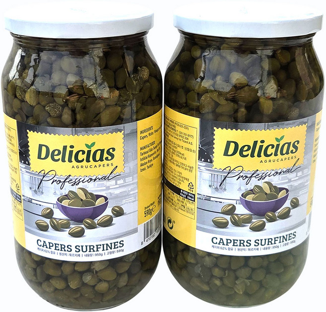 델리시아스 케이퍼 연어요리 파스타소스 절임 피클 병조림, 950g, 2개