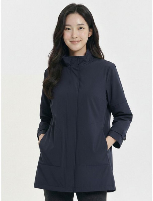 크로커다일레이디 네이비 터틀넥 심플 하프 점퍼 CLBMJP103