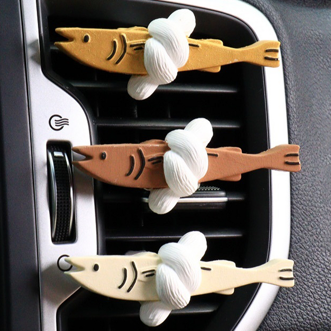 액막이 북어 차량용 송풍구 아로마 석고 방향제 디퓨저, 1세트, 컬러: 황금 / 아로마: 블랙체리