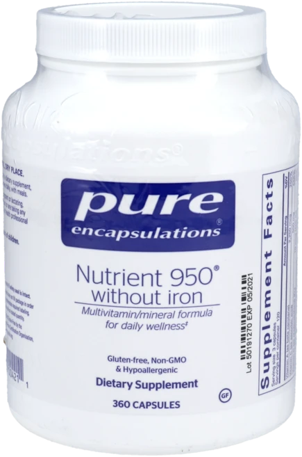 Pure Encapsulations Nutrient 950 Without Iron 퓨어 인캡슐레이션 종합 멀티비타민 360정, 1개 - 쿠팡