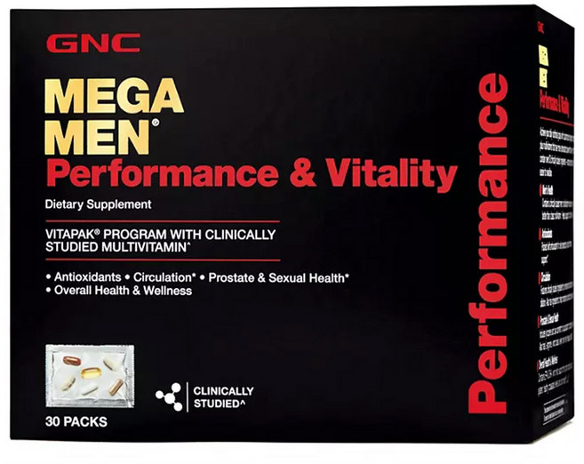 GNC 지엔시 메가맨 Mega Men Performance & Vitality Vitapak 30팩[블랙멍키즈], 1개