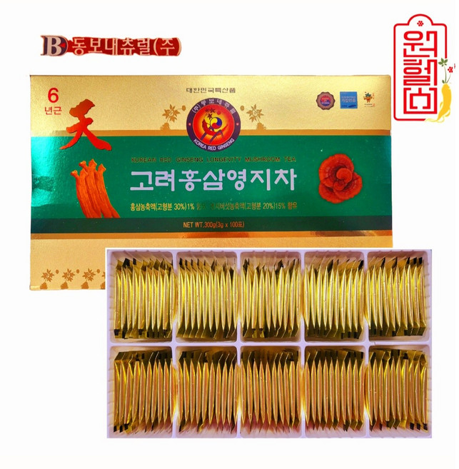 동보내츄럴 고려 6년근. 홍삼 영지차 3g *100포 홍삼영지차 홍삼차 영지차 따뜻한. 차한잔 4시이전 결제시 당일발송, 1박스