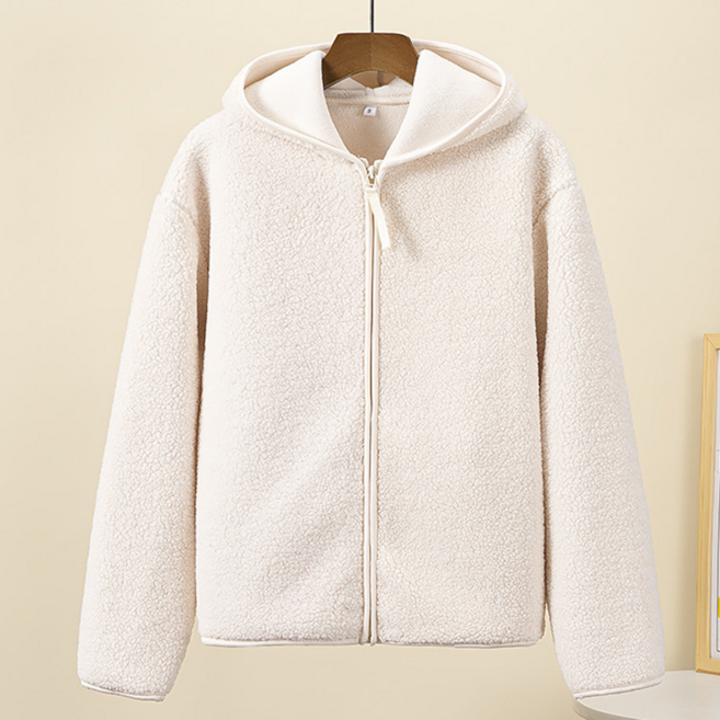 NUNUHANA 여성 데일리 뽀글이 후드 플리스 집업 자켓