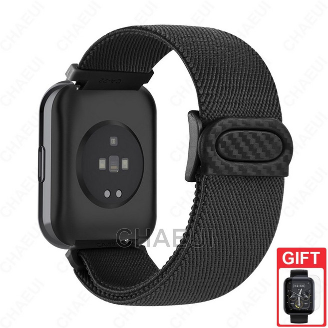 適用於 Realme Watch 5 3 Pro 錶帶 Realme Watch 2 Pro S 尼龍錶帶 碳纖紋扣錶帶, 1個, 黑色,Realme Watch 5, 黑色
