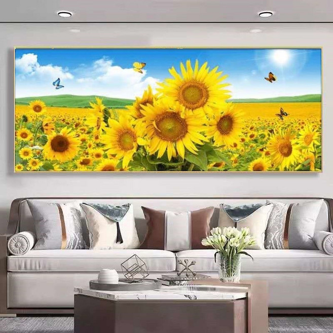 보석십자수 DIY키트 AB+26면비즈 대형 황금해바라기 100x45cm, 1개, 옐로우