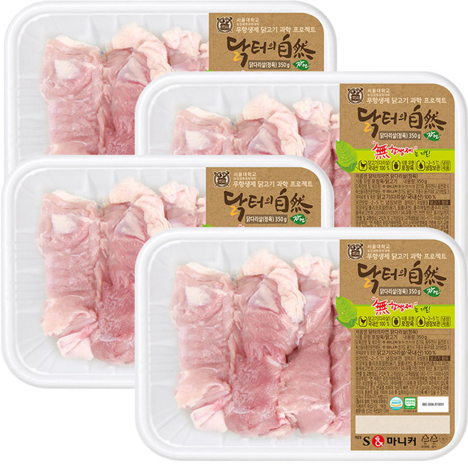 마니커 닭터의자연 국내산 무항생제 냉장 닭다리살 닭정육, 350g, 4개