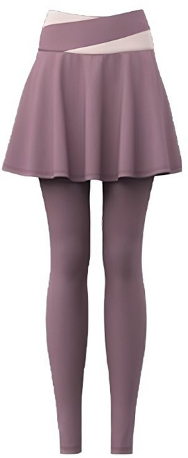 八分拼色假兩件褲裙