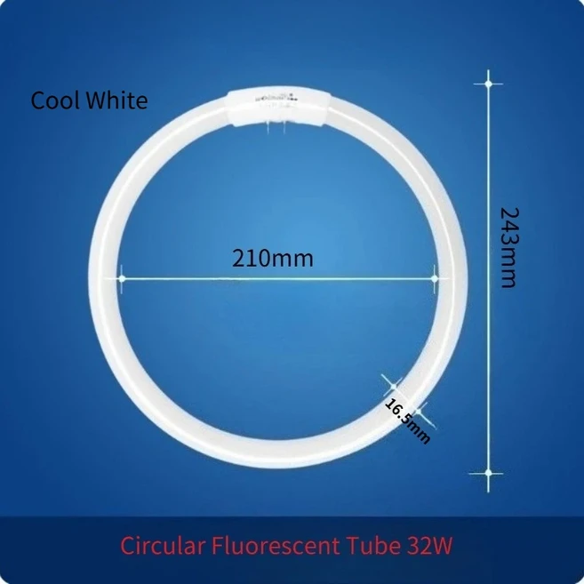 22W/32W/40W/55W 쿨 화이트 원형 형광등 - T5/T6 4핀 삼중형광 에너지 절약 램프, 05 T5-32W OD  24.3cm