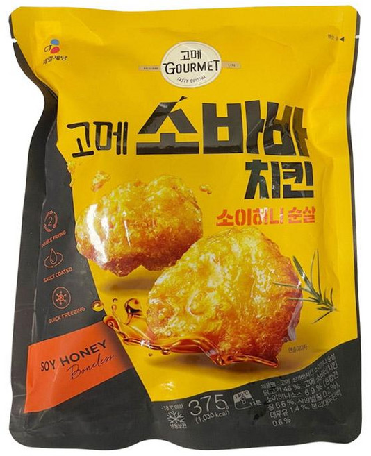 원하프고메소바바치킨(소이허니순살) 375G씨제이, 1개, 375g