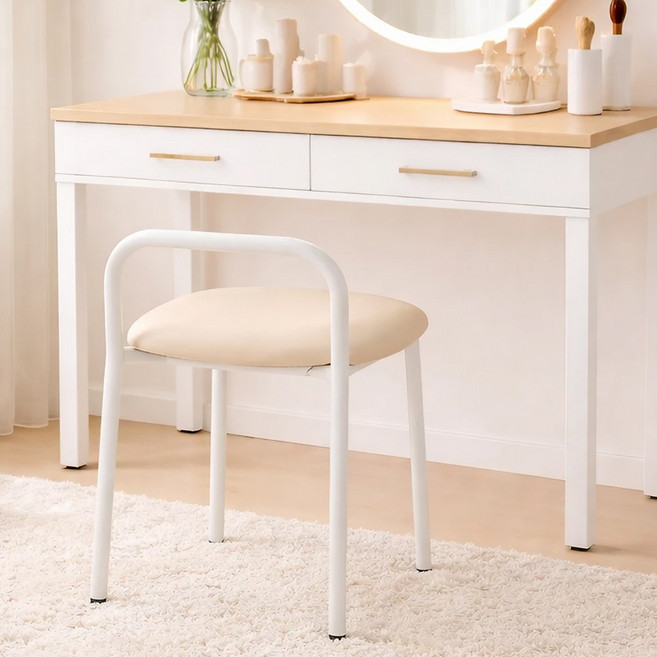 라온프리 예쁜 등받이 화장대 의자, 1개, 샌드 베이지