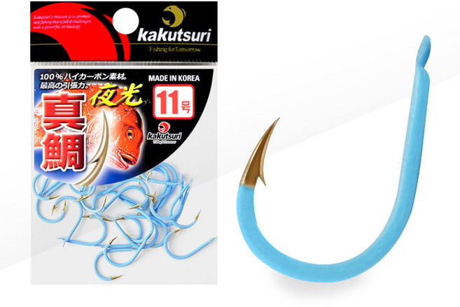 카쿠쯔리 참돔벌크그린야광바늘 대용량 바늘 벌크바늘 장축광바늘 마다이 대물낚시바늘 부시리 방어 밤낚시 선상낚시, 45개입, 1개