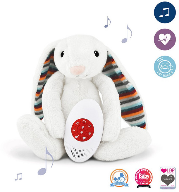 ZAZU 心跳好朋友安撫玩偶 哭聲感應音樂白噪音 多款動物造型, 1個, 小兔Bibi
