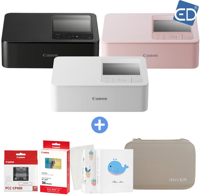 캐논 포토프린터 셀피 CP1500+아이리버 가방+인화지 KC-36IP+카세트 PCC-CP400+포토앨범+포켓융 /ED, 화이트