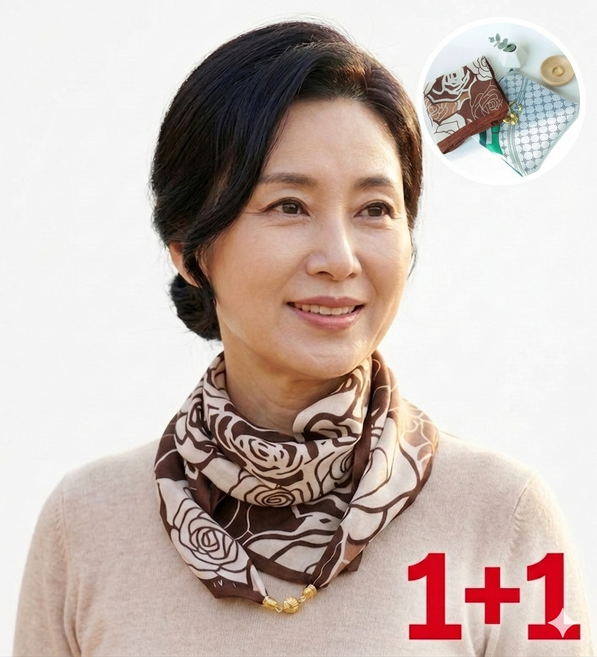 데이레오 묶지 않는 간편 자석 스카프 중년 할머니 목주름 가림 바람차단